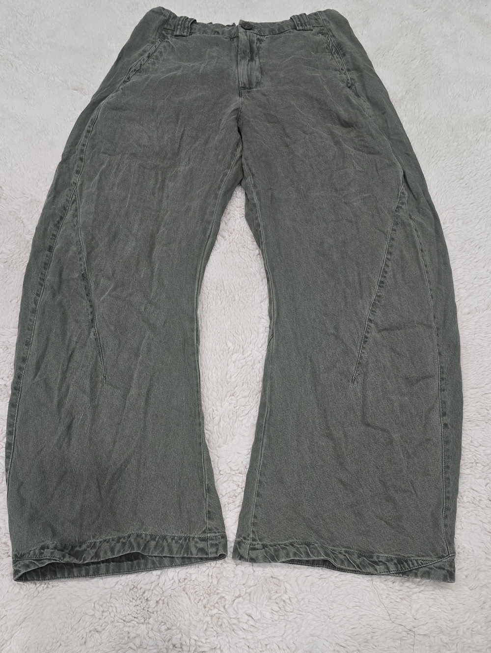 Free People Wide-Leg Cargo Trousers in Olive